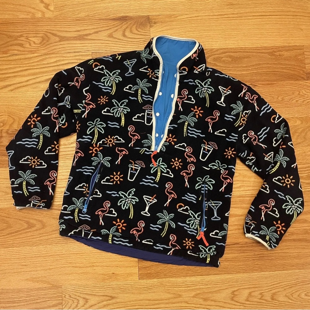Chubbies Reversible Fleece Jacket, Unisex Small, beach neon multicolor